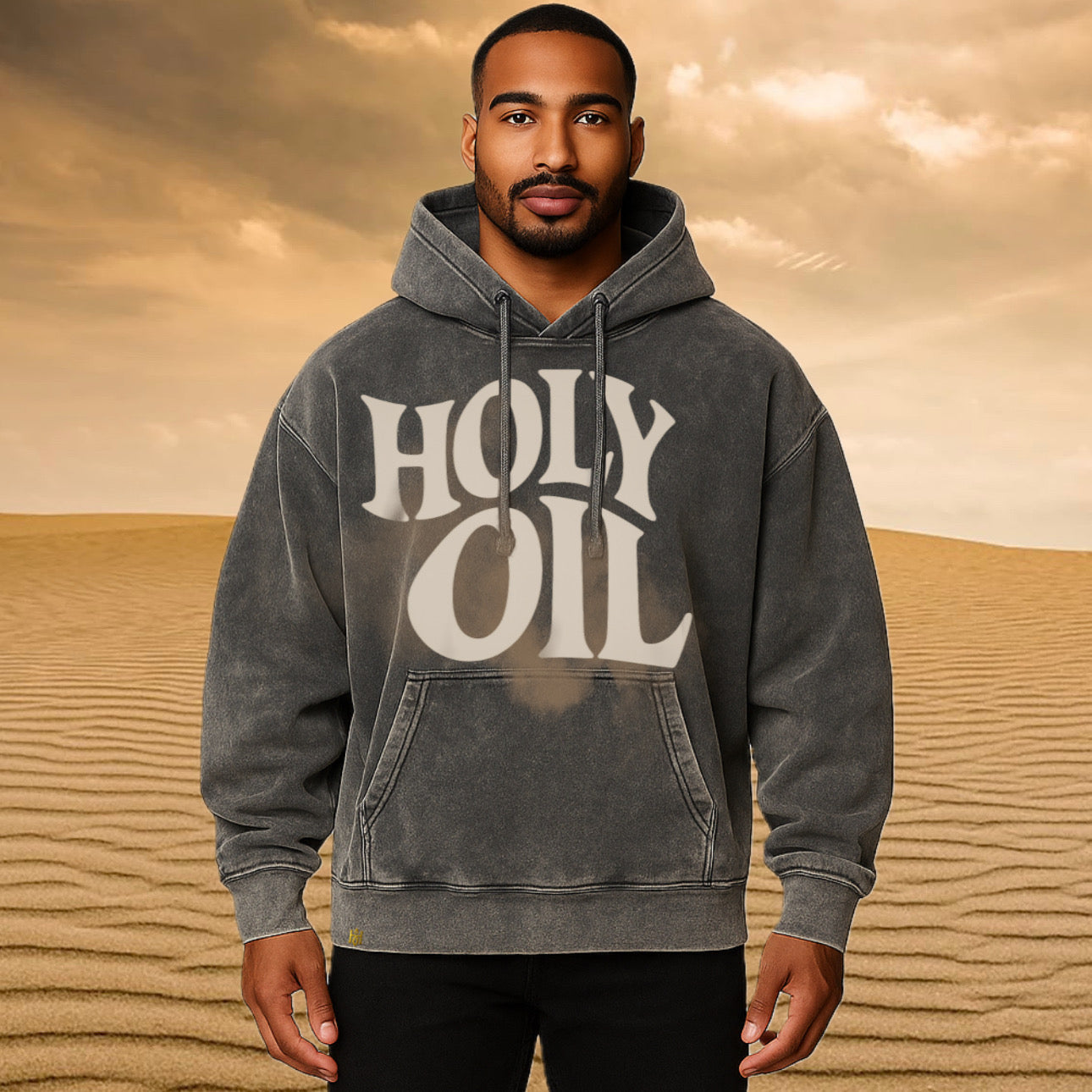 Holy Oil Print Heavy weight Hoodie