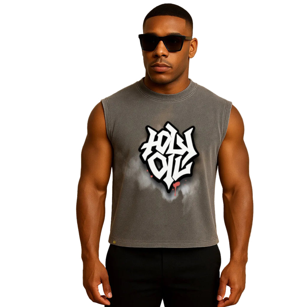 Holy Oil Logo Sleeveless Crop T-Shirt